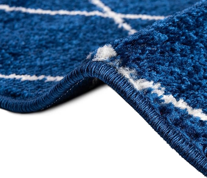 Unique Loom Trellis Frieze Collection Area Rug - Geometric (4' Square, Navy Blue/ Ivory)