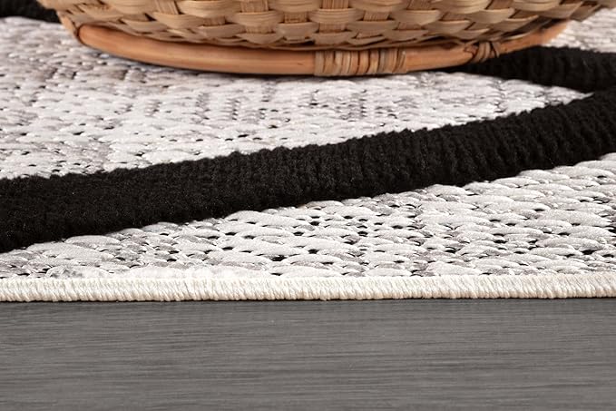 CAMILSON Modern Runner Rug 2x7 Luxury Diamond Pattern Micro Loop Hallway Rugs Soft High-Low Pile Stain Resistant Easy to Clean Non-Shedding Durable Entryway Kitchen Indoor Area Carpet (Black/Gray)