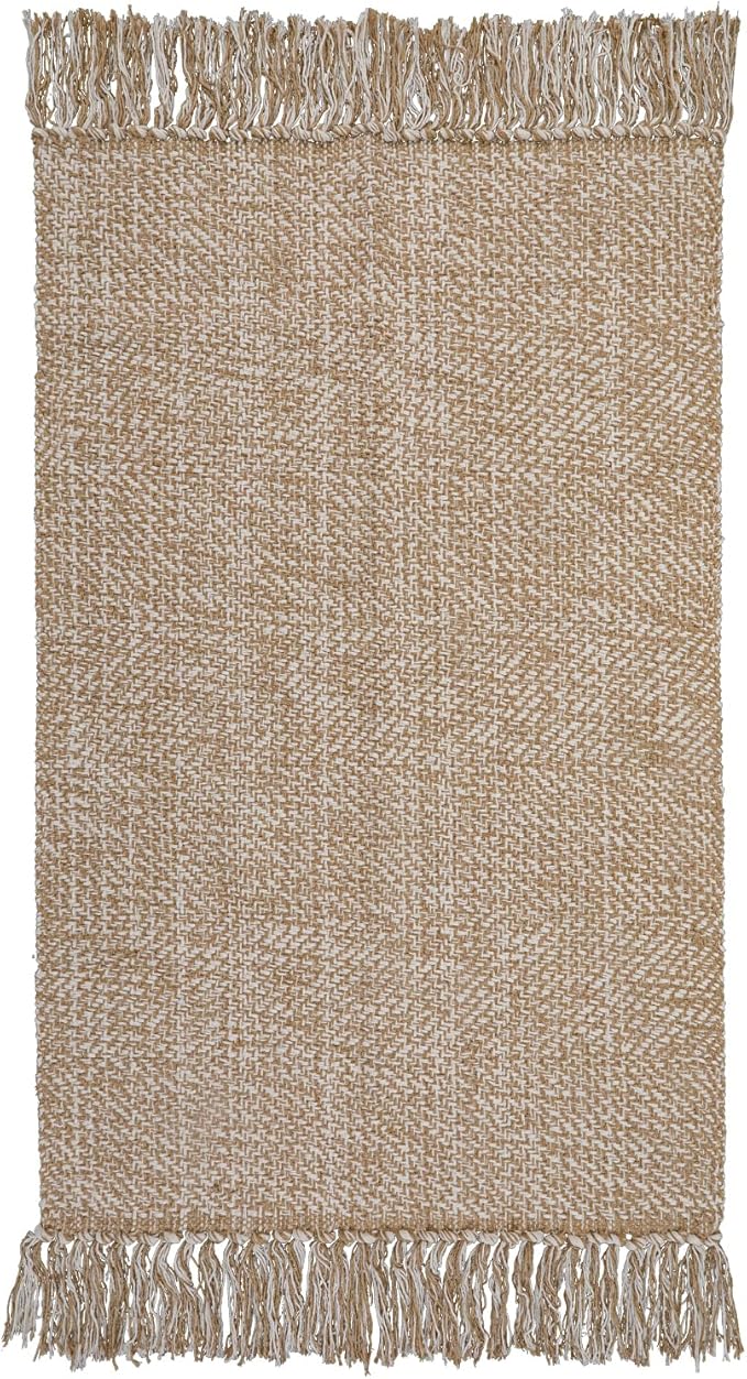 Collive Long Hallway Runner Rug 2.6' x 10', Washable Runner Indoor Entryway Rug, Tan/Cream Braided Woven Kitchen Runner Rugs Low-Profile Front Door Floor Carpet for Laundry Room Bedroom Doorway