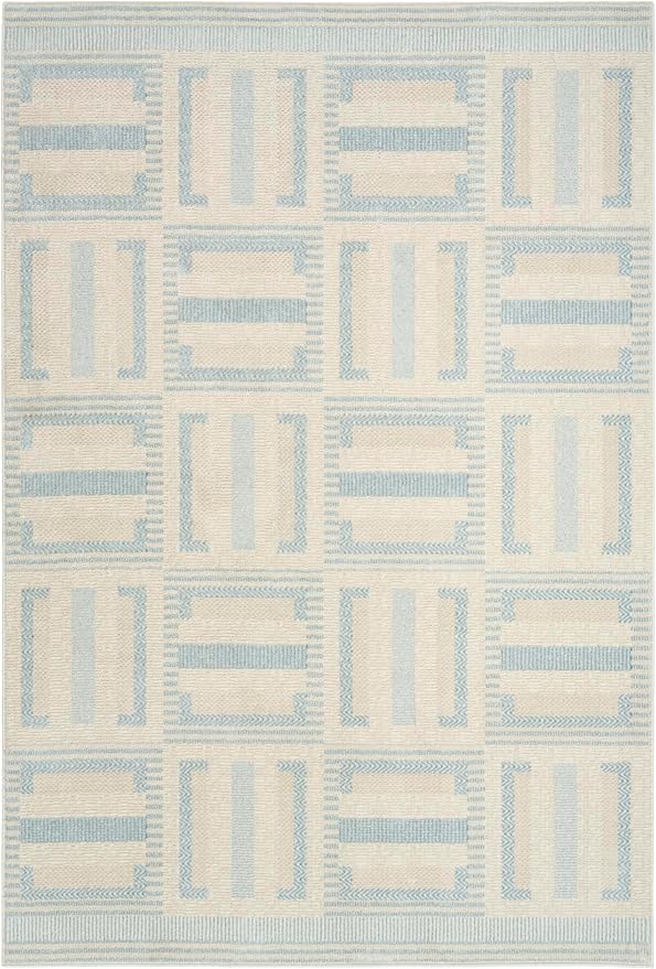 Nourison Home Nordic Ivory Blue 5' x 7' Area Rug - Easy Clean, Non Shedding, Bed Room, Living Room, Dining Room, Kitchen (5' x 7')