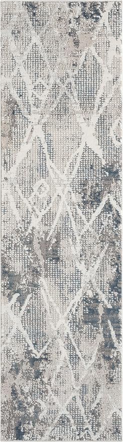 Adel Modern Runner Rug for Kitchen, 2x7 Rustic Distressed Abstract Blue Runner, Medium Pile Stain Resistant Carpet for Bedroom, Hallway or Entryway (2' x 7', Blue)