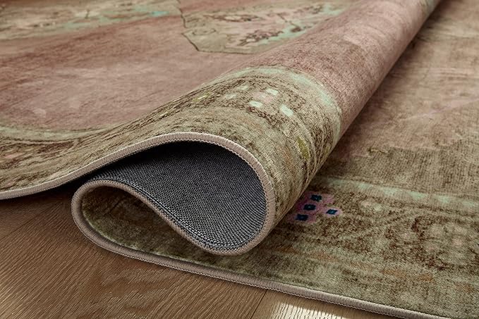 Loloi Magnolia Home by Joanna Gaines Sinclair Collection SIN-06 Clay/Tobacco 7'-6" x 9'-6", .25" Pile Height, Machine Washable, Area Rug