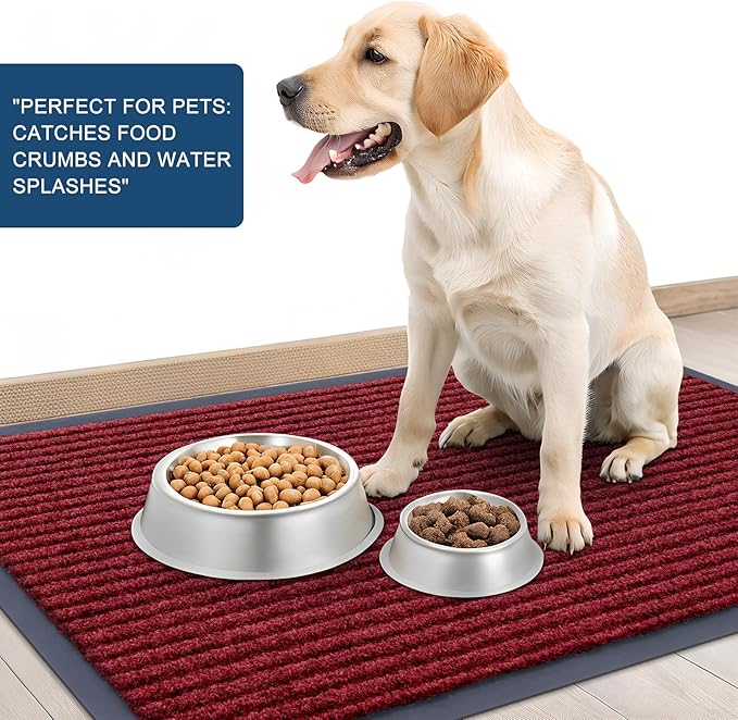OLANLY Front Door Mat Indoor Outdoor Entrance, Waterproof Heavy Duty Doormat, Fade Resistant, Low Profile, Easy Clean Patio Porch Welcome Floor Mats for Entry, 35x23, Wine Red