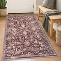 KILOCOCO Area Rug 3x5 Entryway Rug Washable Printed Vintage Floral Rubber Backed Non Slip Indoor Kitchen Rugs for Living Room Laundry Room Playroom Mudroom Moroccan Area Rugs, Red