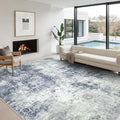 Washable Area Rug for Living Room 6x9 - Neutral Modern Abstract Rugs, Soft Non Slip Thin Carpet with for Bedroom, Under Dining Room Table, Home, Office, Dorm - Indigo Gray