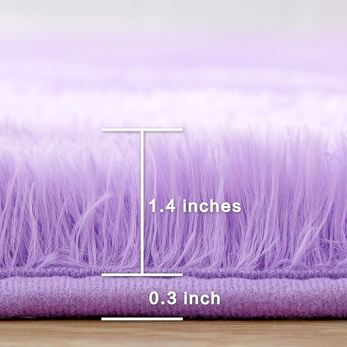 Andency Purple Soft Area Rugs for Living Room Bedroom, 3x5 Non-Slip Fluffy Shag Carpet, Indoor Floor Fuzzy Shaggy Living Room Plush Rug for Kids Dorm Nursery Home Decor Aesthetic