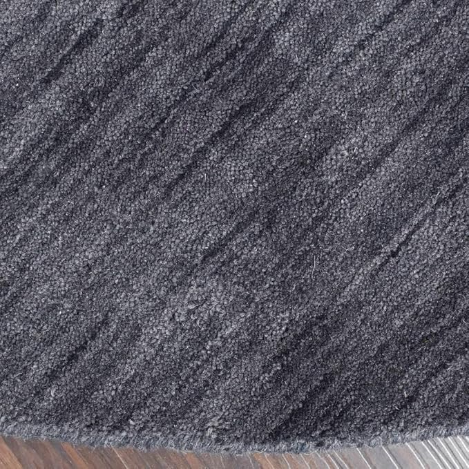 Hand Knotted Loom Wool ECO-Friendly Area Rugs - 6'x6', Round, Charcoal Color, Solid Plain Design, High Pile Thick Handmade Anti Skid Area Rugs for Living Room, Bed Room (L00111)
