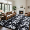 Fluffy Rug Shaggy Area Rug, Mottling Black 8x10 Area Rugs for Living Room, Large Shag Area Rugs for Bedroom Kids Room Home Decor, Upgrade Anti-Skid Rectangular Fuzzy Rugs