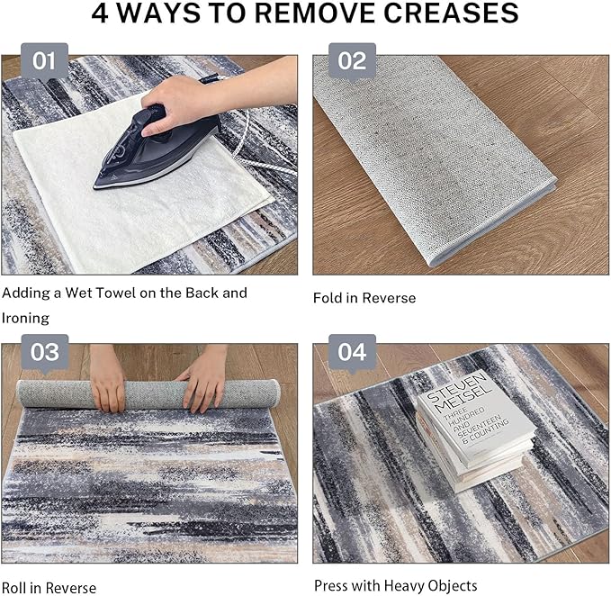 Modern Abstract Entryway Rug Indoor 2x3 Washable Rug Non-Slip Soft Small Area Rug Grey Black Multi Kitchen Mats Thin Print Faux Wool Floor Carpet Throw Rugs for Entrance Bedroom Home Decor