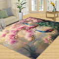 Peacock Magnolia Rug Large - 6x8 Rug, Pink Magnolia Washable Rugs for Living Room, Classic Carpet, Peafowl Non-Slip Area Rugs for Bedroom, Aesthetics Carpet - Peafowl Home Decor & Gifts