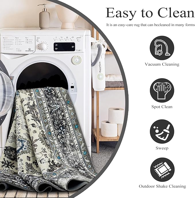 Area Rug Non Slip Machine Washable Ultra Soft Living Room/Bedroom/Kitchen/Outdoor/Classroom White Gray, 2'×3'