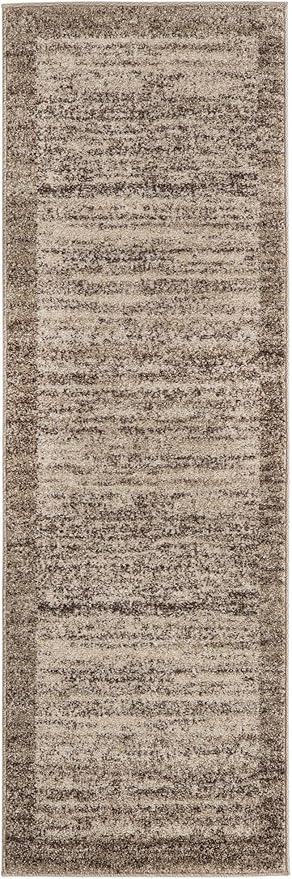 Rugs.com Angelica Collection Rug – 6 Ft Runner Beige Medium Rug Perfect for Hallways, Entryways