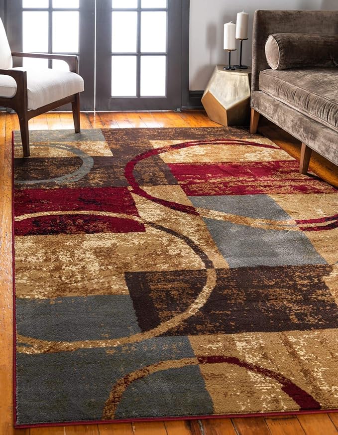 Unique Loom Barista Collection Area Rug - Kouillou (7' 10" x 11' 2" Rectangle, Multi/ Brown)