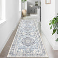 Runner Rug 2×6, Vintage Boho Rug,Ultra-Soft Low Pile, Washable, Non Slip,Stain Resistant Printed Carpet for Hallway Kitchen Living Room Bedrooms Playroom Office, Light Blue