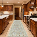 Washable 2'6" x 10' Runners for Hallways, Non Slip Long Floor Runner for Kitchen, Entryway Indoor, Stain Resistant Rubber Backing Floral Décor Rug (Beige Blue)