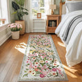 Floral Runner Rug 2x6 - Washable Vintage Kitchen Rug Low Pile Non-Slip Carpet for Entryway Hallway, Laundry, Bedroom - Soft, Stain Resistant Indoor Area Rug - Grey