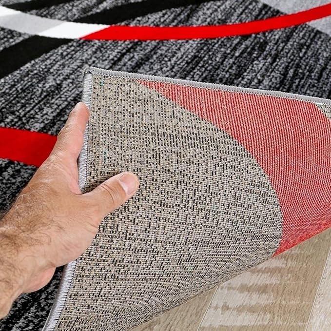 Persian-Rugs Luxe Weavers Victoria Collection 3895 Gray 2 ft x 3 ft Modern Abstract Geometric Stain Resistant Area Rug