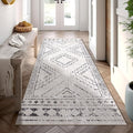 ILANGO Moroccan Runner Rugs for Hallway 2.5'x6' Machine Washable Area Rugs with Rubber Backing Modern Rugs Non Slip Carpet for Kitchen Indoor Floor Dedroom Farmhouse Dining Room, Foldable