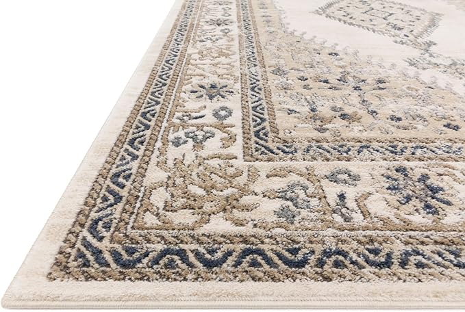 Loloi Teagan Collection TEA-02 Oatmeal/Ivory 7'-11" x 10'-6" Area Rug, Large, Soft Neutral Rug, High-Traffic for Living Room, Bedroom, Home Office, Dining Area