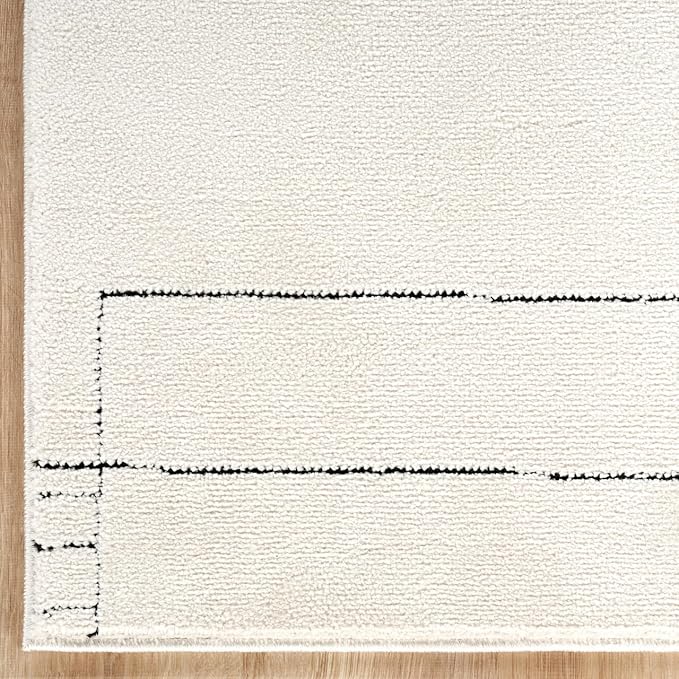 Abani Cream Area Rug – 5' x 8' – Oliver Collection – Geometric Linework Pattern – Non-Shedding, Easy to Clean – Durable for Living Room, Bedroom, or Office, Pet & Child Friendly