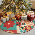 jinchan Round Christmas Rug 4ft for Entryway Washable Circle Christmas Bedroom Rug 4' Round Xmas Geometric Non-Slip Soft Carpet Festive Red-Green Holiday Patch Decor for Kitchen Living Room Porch