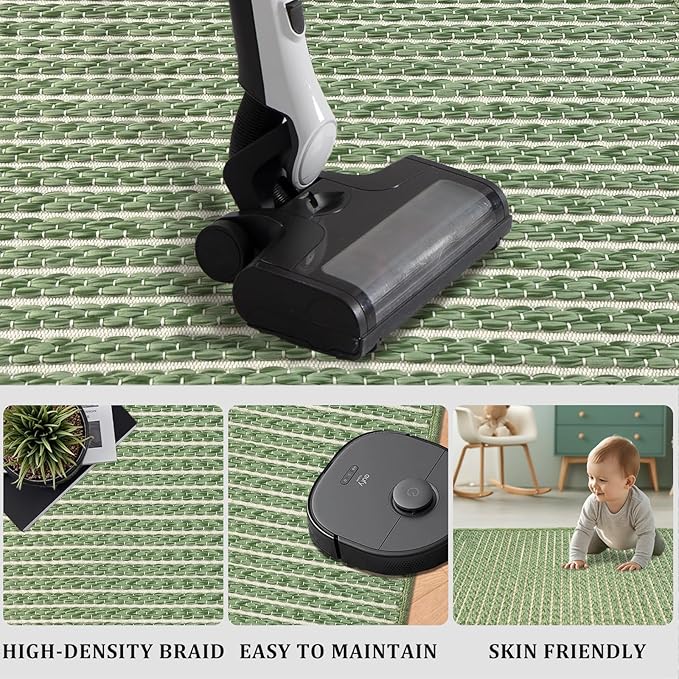 Sage Green Runners for Kitchen 24"x60" Non Slip Braided Long Bathroom Runner,Washable Boho Kitchen Mats for Floor,Luxury Hallway Runner Rug,Floor Carpet for Indoor,Backdoor Living Room
