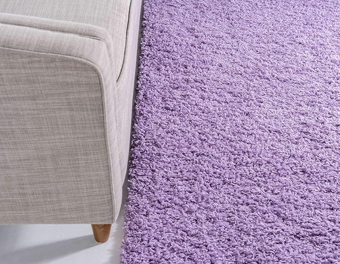 Unique Loom Solid Shag Collection Area Rug (5' 1" x 8' Rectangle Lilac)