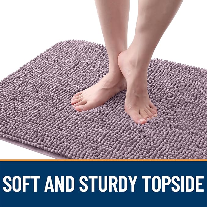 OLANLY Dog Door Mat for Muddy Paws 59x24, Absorbs Moisture and Dirt, Absorbent Non-Slip Washable Doormat, Quick Dry Chenille Mud Mat for Dogs, Entry Indoor Entryway Carpet for Inside Floor, Deep Plum