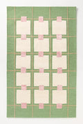 Greer Wool Area Rug - Soft Hand-Tufted Geometric Design with Pink and Green Color Palette, Perfect for Modern Home Decor (4x7 Ft)