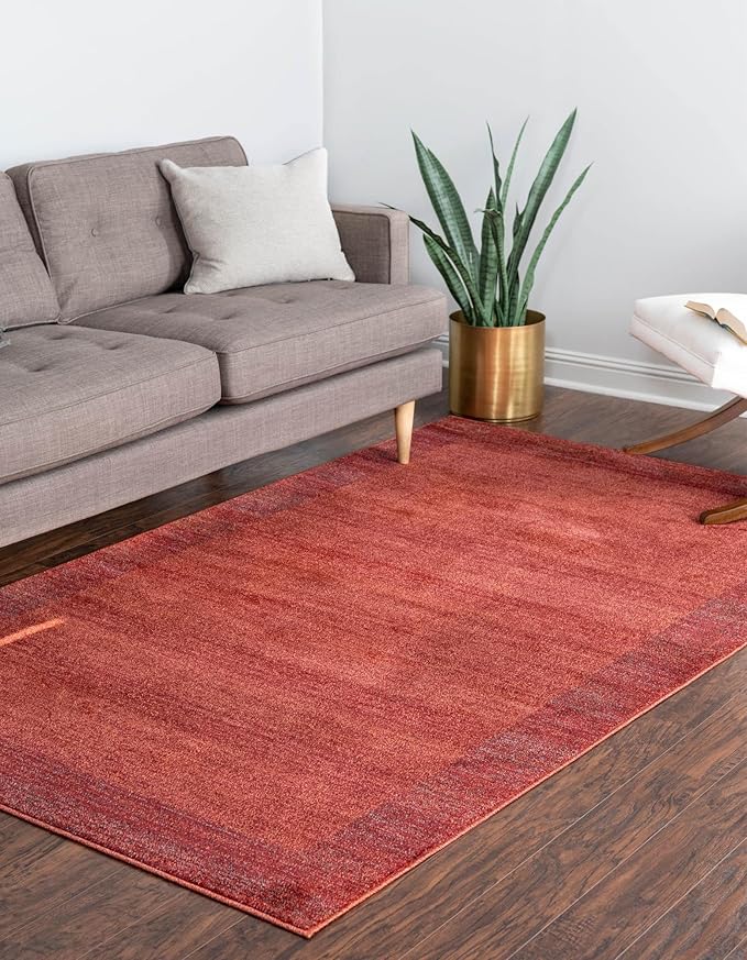 Rugs.com Angelica Collection Rug – 8' x 11' Terracotta Medium Rug Perfect for Living Rooms, Large Dining Rooms, Open Floorplans