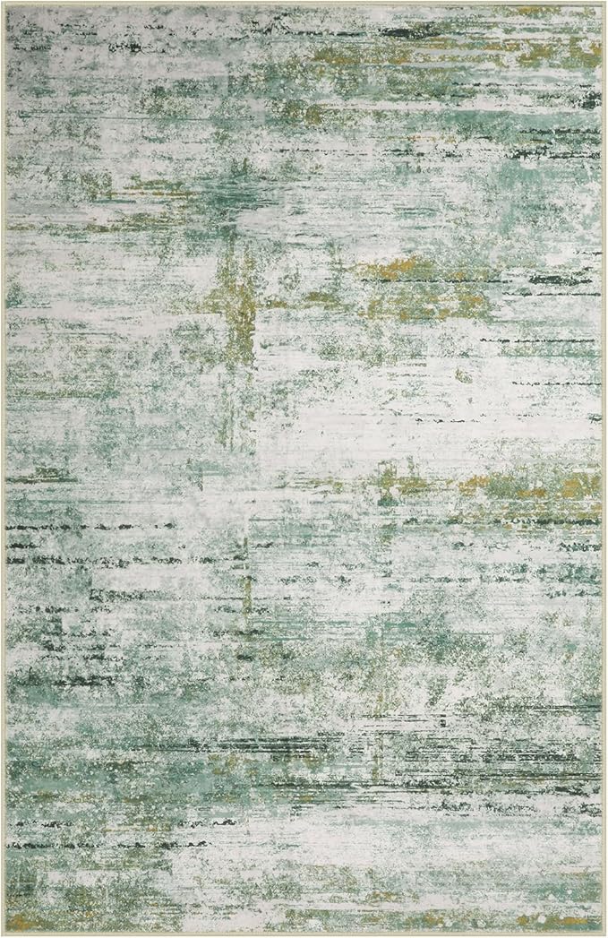6x9 Abstract Area Rugs for Living Room, Modern Washable Indoor Rug for Bedroom, Thin Soft Large Non-Slip Carpet for Dining Room Home Office Farmhouse Decor - Abstract Army Green