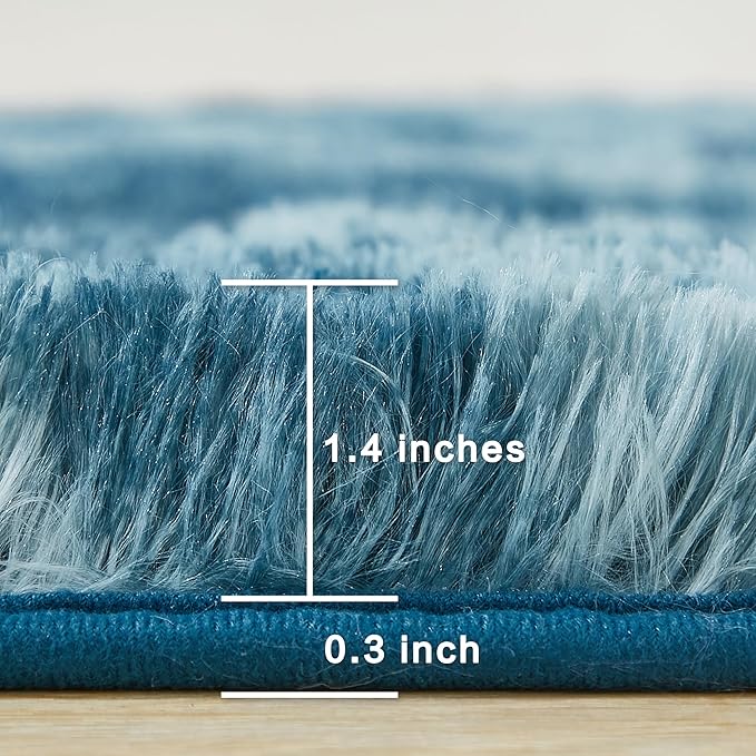 Andency 6x9 Area Rugs, Large Shag Fluffy Soft Shaggy Rugs for Living Room Bedroom, Non-Slip Tie-Dyed Navy Blue Thick Plush Carpet for Kids Girls and Boys, Dorm Nursery Home Decor Aesthetic