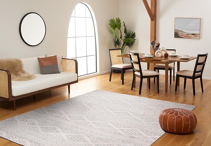 SAFAVIEH Tulum Collection Area Rug - 12' Square, Ivory & Light Grey, Moroccan Boho Tribal Design, Non-Shedding & Easy to Clean, Ideal for Living Room, Bedroom, Dining Space (TUL272G)