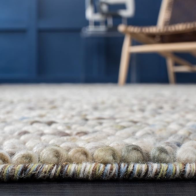 Safavieh Natura Collection Accent Rug - 3' Square, Ivory & Multi, Handmade Wool Blend, Textured Design, Ideal for Living Room, Bedroom, Dining Space (NAT620D)