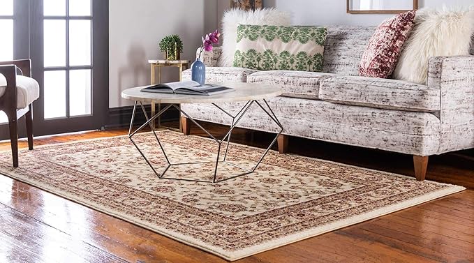 Unique Loom Voyage Collection Traditional Oriental Classic Intricate Design Area Rug (4' 0 x 6' 0 Rectangular, Ivory/Gold)