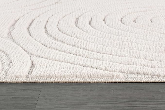 Beverly Rug Micro Loop Area Rug Light Gray 8x10 Geometric Modern Luxury Circular Durable Soft Indoor Rugs for Living Dining Room Office Stain Resistant Non Shedding Casual Indoor Carpet 8 x 10