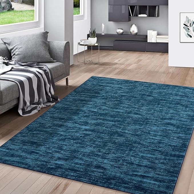 RUGSREAL 5x7 Living Room Area Rugs Modern Solid Color Area Rug Non-Slip Floor Carpet Indoor Washable Rug Contemporary Throw Carpet for Bedroom Kitchen Home Office, Indigo