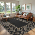 Moroccan Floral Easy Jute Rug 8x10 Outdoor Rug Washable Area Rugs for Living Room Bedroom Non Slip Neutral Farmhouse Indoor Outdoor Carpet for Backyard Patio Office