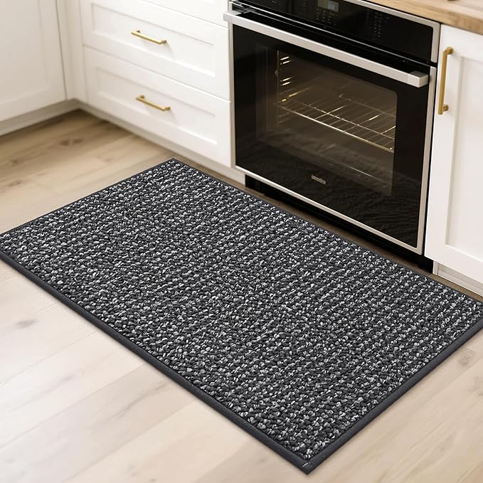BEQHAUSE 20"x32" Entryway Rug Indoor Door Mat Non-Slip Washable, Hallway Rugs Absorbent & Stain Resist Hall Carpet Runner Rugs for Entryway, Front Door Floor Mats Laundry Room Rugs for Entry, Charcoal
