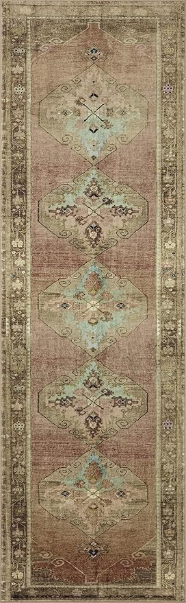 Loloi Magnolia Home by Joanna Gaines Sinclair Collection SIN-06 Clay/Tobacco 2'-0" x 5'-0", .25" Pile Height, Machine Washable, Accent Rug