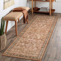 Morebes Washable Runner Rug,Boho Runner Rugs for Hallway 2x6, Non Slip Bathroom Rug, Non Shedding Distressed Floral Kitchen Mat Indoor Entrance Floor Carpet Runner for Dorm, Brown