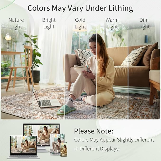 Enkor Runner Rugs for Hallway, 2x8 Washable Soft Non Slip Floor Rugs for Kitchen, Modern Mat for Living Room Bedroom Entryway Beige & Brown