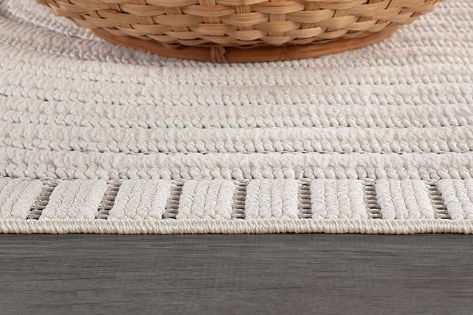CAMILSON Modern Runner Rug 2x7 Luxury Swirl Curved Micro Loop Hallway Rugs Soft High-Low Pile Stain Resistant Easy to Clean Non-Shedding Durable Entryway Kitchen Indoor Area Carpet (White)