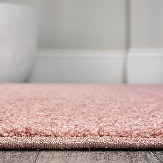 Eyely UES100P-6OV Supersoft Haze Solid Low-Pile Indoor Area Rug, Coastal, Bohemian, Minimalist, Classic, Casual for Bedroom,Kitchen,Living Room,Non Shedding,Easy-Washing, Pink, 6 X 9 Oval