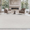 Beverly Rug Micro Loop Large Area Rug White 9x12 Modern Luxury Boho Geometric Durable Indoor Area Rugs for Living Dining Room Office Stain Resistant Non Shedding Casual Indoor Carpet White 9 x 12