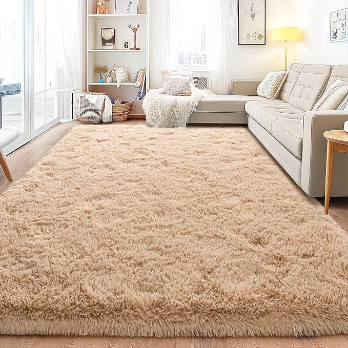 Area Rugs for Living Room, Soft Shaggy Carpets for Living Room, Fuzzy Rugs for Kids' Room, Perfect Decor for Modern Home Camel 5x7 Feet