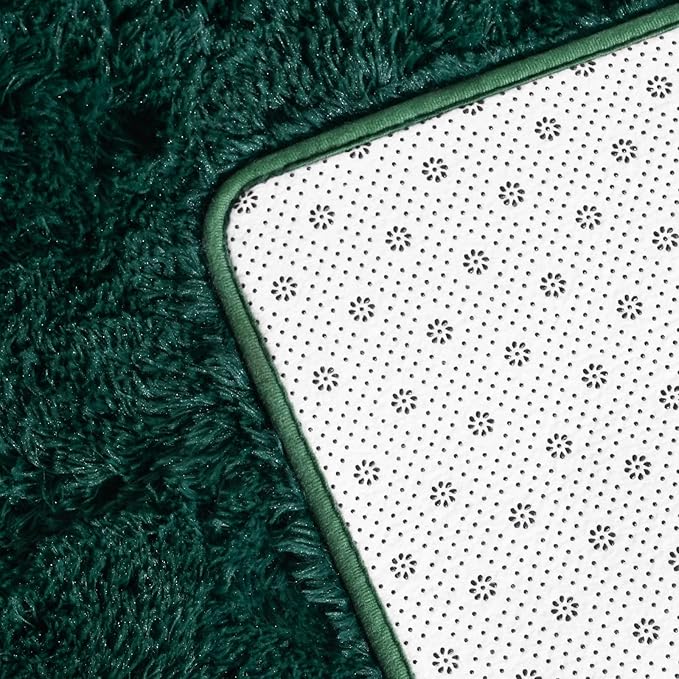 Large Shag Area Rugs 5 x 8, Plush Fuzzy Rugs for Living Room, Ultra Soft Fluffy Furry Rug for Bedroom, Indoor Carpet Nursery Rugs for Kids Room Home Decor, Deep Green