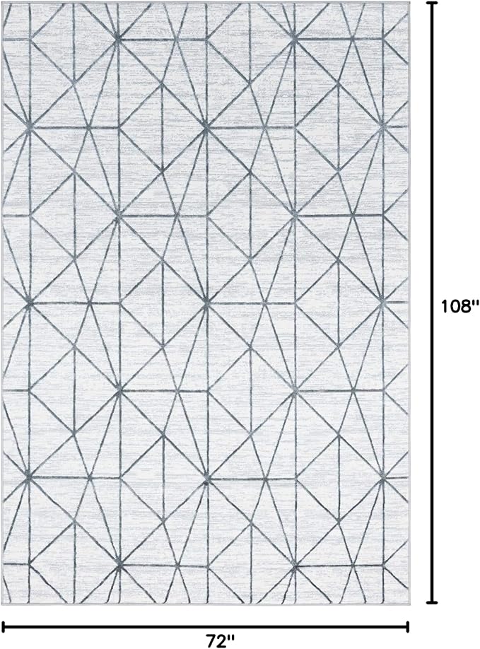 Rugs.com Lattice Trellis Collection Rug – 6' x 9' White Low-Pile Rug Perfect for Living Rooms, Large Dining Rooms, Open Floorplans