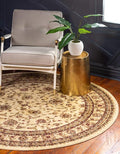 Unique Loom Voyage Collection Traditional Oriental Classic Intricate Design Area Rug (6' 0 x 6' 0 Round, Ivory/Gold)