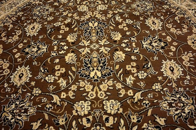 Unique Loom Sialk Hill Collection Area Rug - Washington (7' 10" Round Brown/Black)